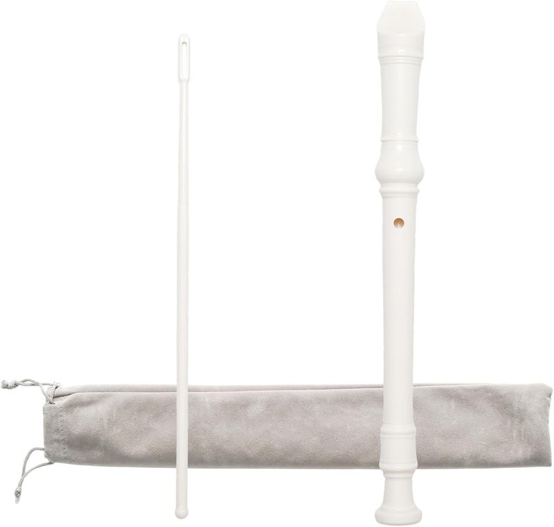 Funstreet White Soprano Recorder Instrument 8 Hole C Key Baroque Fingering Clarinet ABS Music Flute with Cleaning Rod and Storage Bag - Image 1